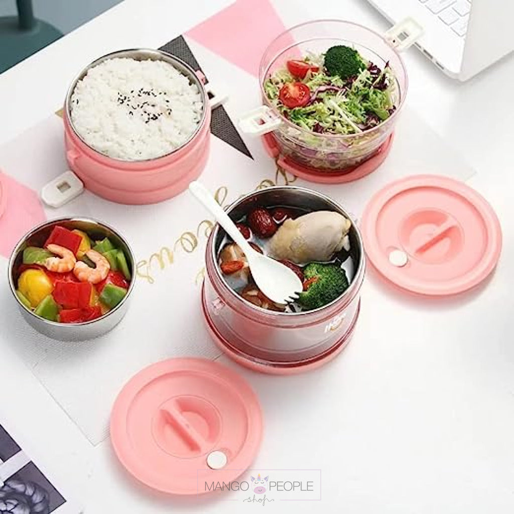 Leak-Proof Heat Preservation Thermal Insulation 3 Layer Lunch Boxes For Adults And Kids - 1500Ml