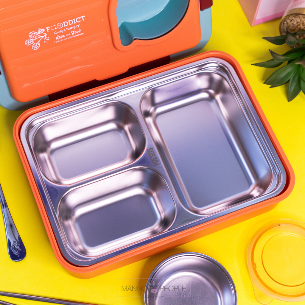 Leakproof Camera Shape Bento Stainless Steel 7 Compartment Lunch Box - 1100Ml