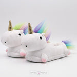 Load image into Gallery viewer, Limited Edition - Unicorn Rainbow Plush Slippers Plush Slippers Mango People Local White 
