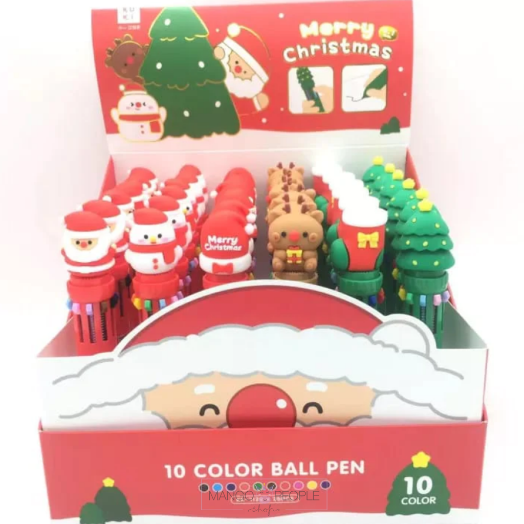 Merry Christmas Theme 10-Color Silicon Ball Point Pen Stationery