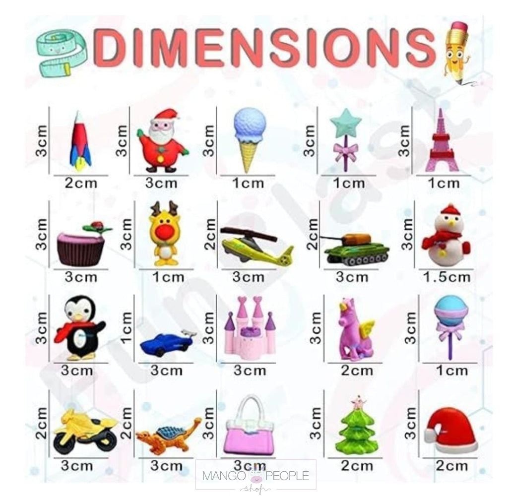 Merry Christmas Themed Multicolor Eraser Set Stationery