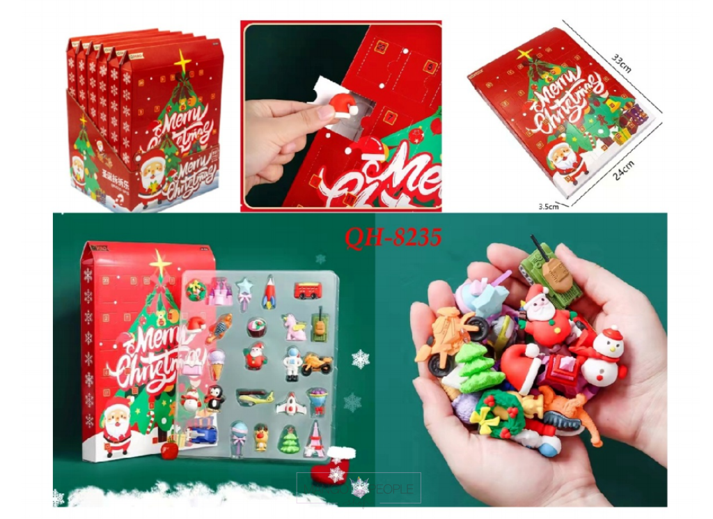 Merry Christmas Theme Multicolor Eraser Set