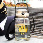 Load image into Gallery viewer, Leak-Proof Large Capacity Water Bottle With Double Drinking Mouth Straw - 1500Ml Beige