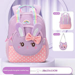 Load image into Gallery viewer, Cute Rabbit With Bow Design Backpack Removable Front Pocket To Side Bag Strap For Kids