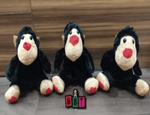 Load image into Gallery viewer, Plush Little Black Gorilla With Valentine Heart On Feet And Red Nose Soft Toy - 18Cm
