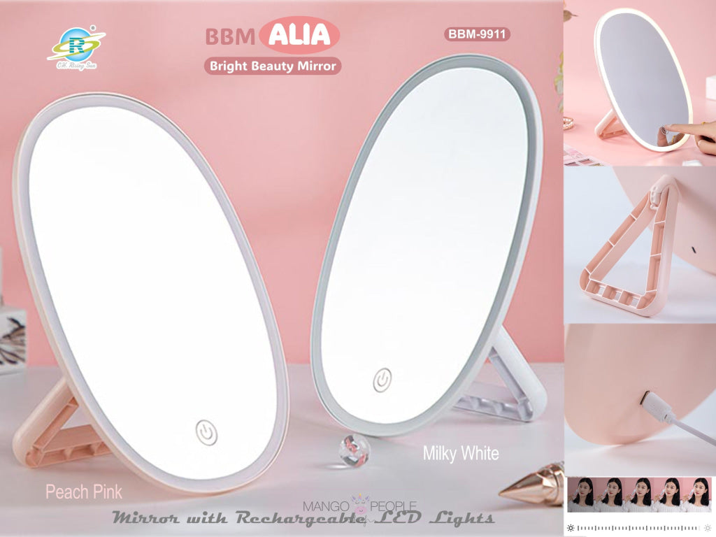 Portable Led Makeup Mirror With Touch Screen Dimming And 3 Levels Of Light