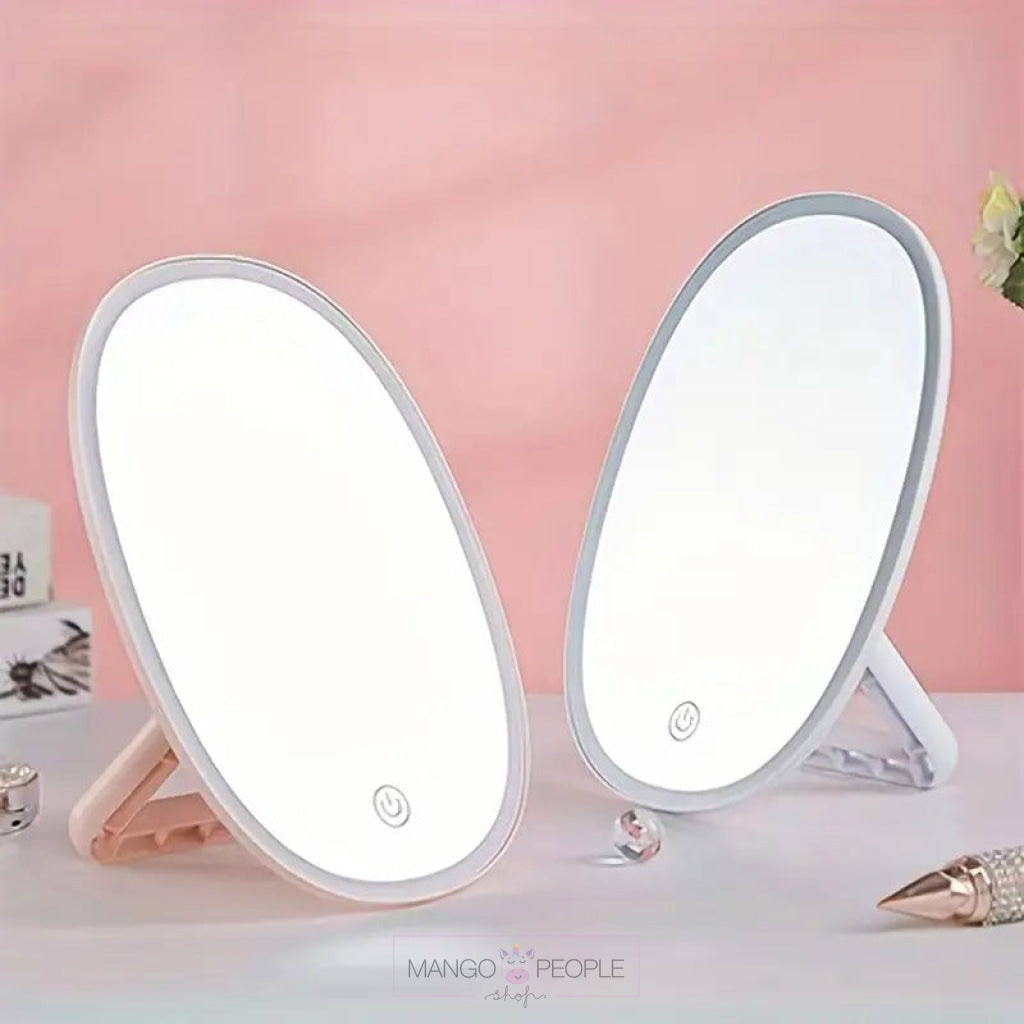 Portable Makeup Mirror With Touch Screen And Rechargeable Led Lights