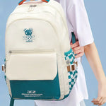 Load image into Gallery viewer, Premium Quality Backpack For School And College Students Off-White/Blue Backpack