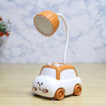 Load image into Gallery viewer, Cartoon Animal Car Rechargeable Lamp With Pen Holder & Pencil Shrpener Orange