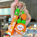 Load image into Gallery viewer, Premium Quality 3D Cartoon Rabbit & Carrot Keychains