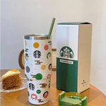 Load image into Gallery viewer, SipSociety – Starbucks Art Edition Straw Cup Stainless Steel Cup with Tray