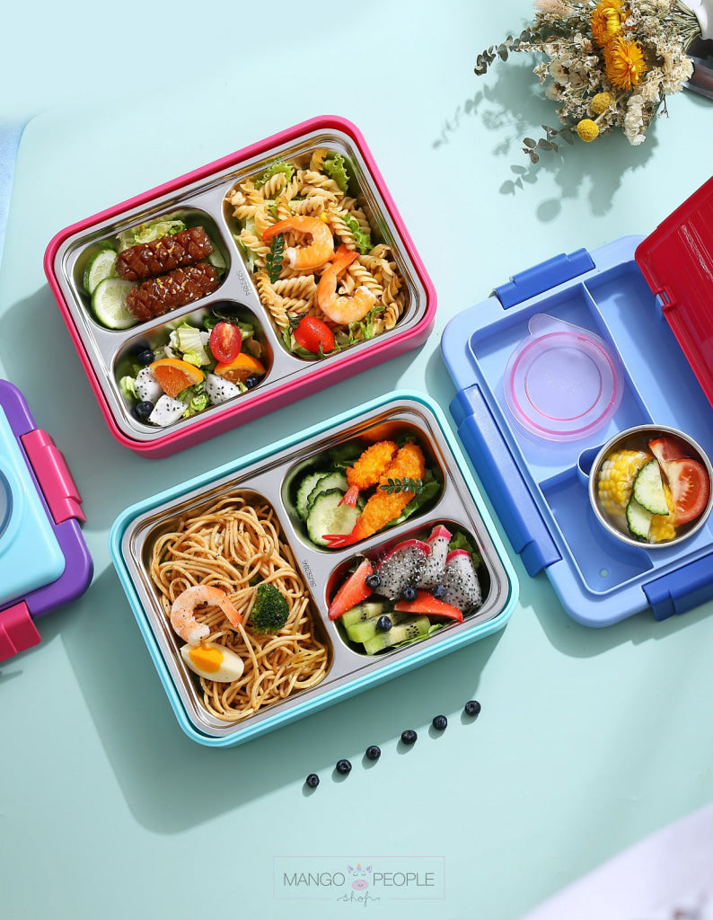 Stainless Steel Bento Lunch Box With 4- Compartments - 1100Ml