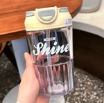 Load image into Gallery viewer, Summer Sipper Vacuum Glass Mug - 480Ml Beige