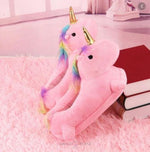 Load image into Gallery viewer, Unicorn Rainbow Plush Slippers - Pink Plush Slippers Mango People Local