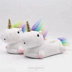 Load image into Gallery viewer, Unicorn Rainbow Plush Slippers - White Plush Slippers Mango People Local