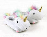 Load image into Gallery viewer, Unicorn Rainbow Plush Slippers - White Plush Slippers Mango People Local