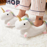 Load image into Gallery viewer, Unicorn Rainbow Plush Slippers - White Plush Slippers Mango People Local