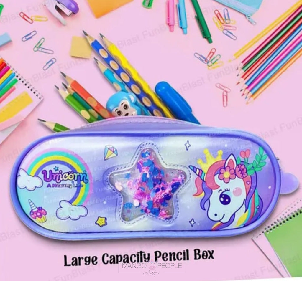 Unicorn Themed Multi-Purpose Pencil Pouch -Purple