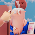 Load image into Gallery viewer, Airplane-Shaped Water Bottle For Kids With Strap And Straw - 500Ml