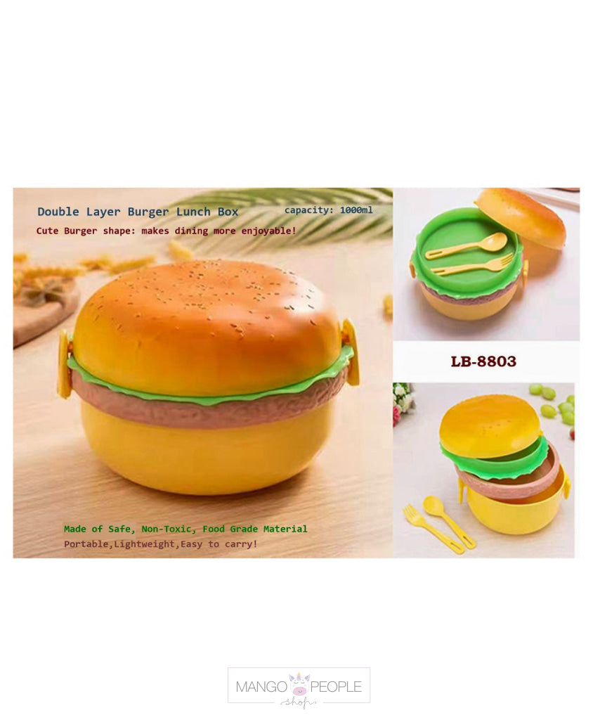 Unique Burger Shape Lunch Box - Yellow Tiffin