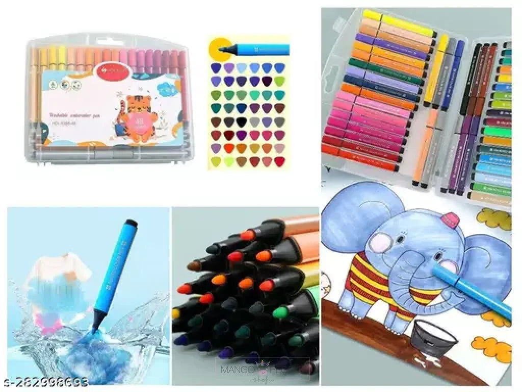 Pulsbery 48 Pieces Washable Water Color Pen Set For Painting, Coloring For Kids Nib Sketch Pens with Washable Ink - Sketch pen For Kids
