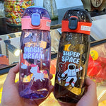 Load image into Gallery viewer, Water Bottle With Sipper Antileak Pop Button Lid - 630 Ml Cute Design Bottles