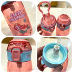 Load image into Gallery viewer, Water Bottle With Sipper Antileak Pop Button Lid - 630 Ml Cute Design Bottles