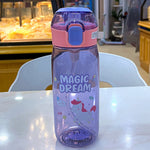 Load image into Gallery viewer, Water Bottle With Sipper Antileak Pop Button Lid - 630 Ml Cute Design Bottles