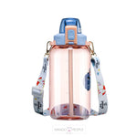 Load image into Gallery viewer, Water Bottle With Straw And Shoulder Strap Sticker For Kids - 1200Ml