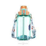 Load image into Gallery viewer, Water Bottle With Straw And Shoulder Strap Sticker For Kids - 1200Ml