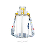 Load image into Gallery viewer, Water Bottle With Straw And Shoulder Strap Sticker For Kids - 1200Ml