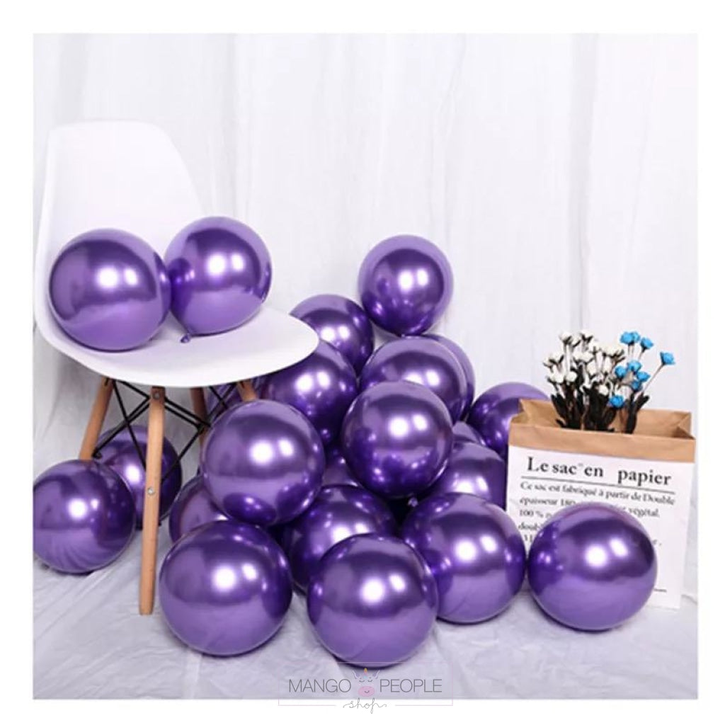 Chrome Metallic Latex Balloons- Set Of 50 Party Supplies Mango People Local Purple 