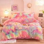 Load image into Gallery viewer, Fuzzy Rainbow Bedding Set Beds & Accessories Mango People Factory