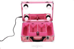 Load image into Gallery viewer, Mini Makeup Train Case with Lights - Pink Professional Makeup Trolley Queens Vanity