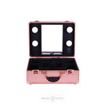 Load image into Gallery viewer, Mini Makeup Train Case with Lights - Pink Professional Makeup Trolley Queens Vanity
