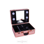 Load image into Gallery viewer, Mini Makeup Train Case with Lights - Pink Professional Makeup Trolley Queens Vanity