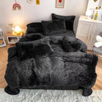 Load image into Gallery viewer, Soft Black Faux Fur Bedding Set Beds & Accessories Mango People Factory