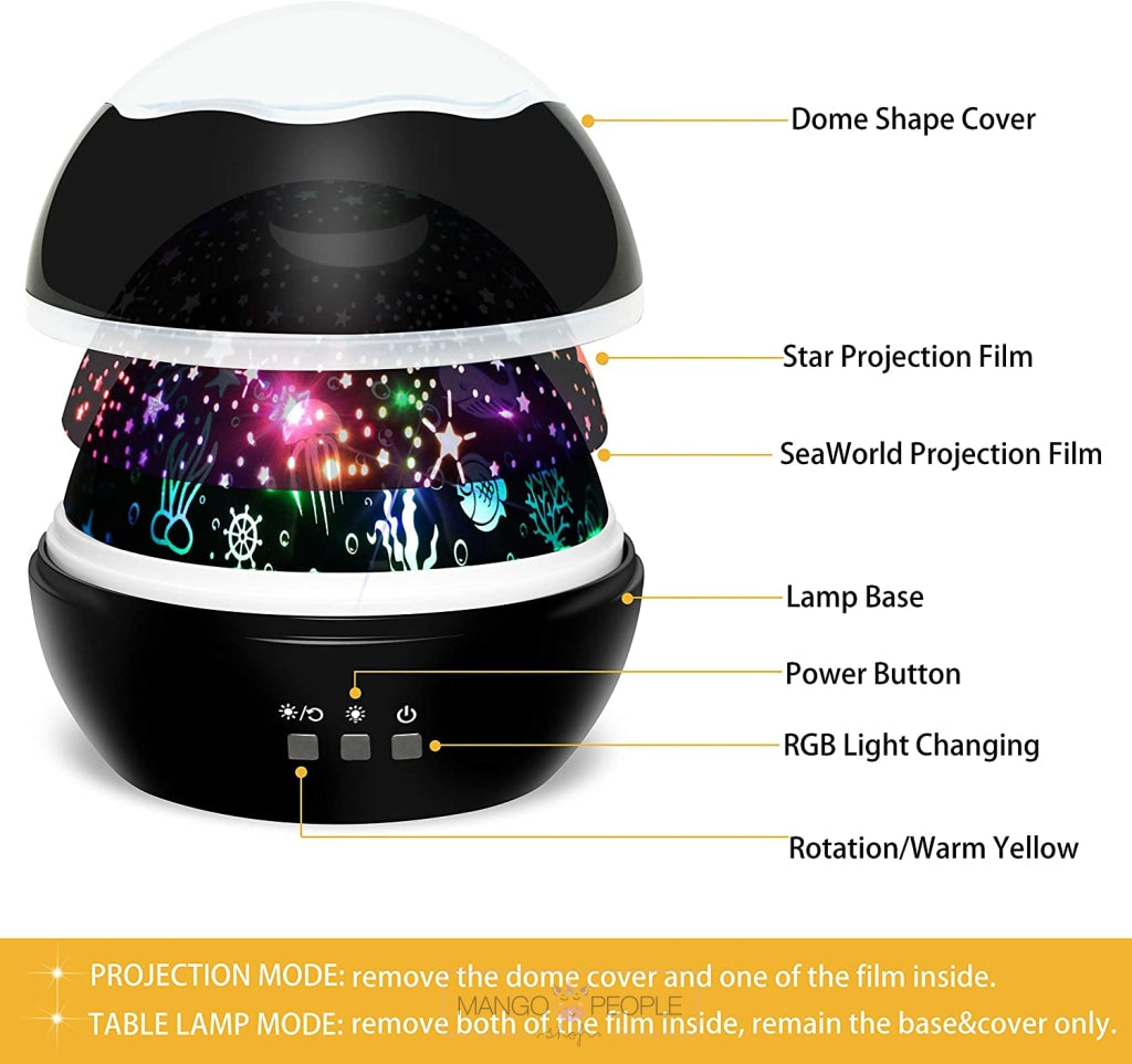 2 in 1 Underwater and Starry Sky Projector Lamp Lamp Mango People Local 