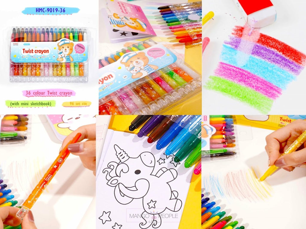 36 Shades Of Rolling Crayons With Mini Sketch Book For Kids Art And Craft