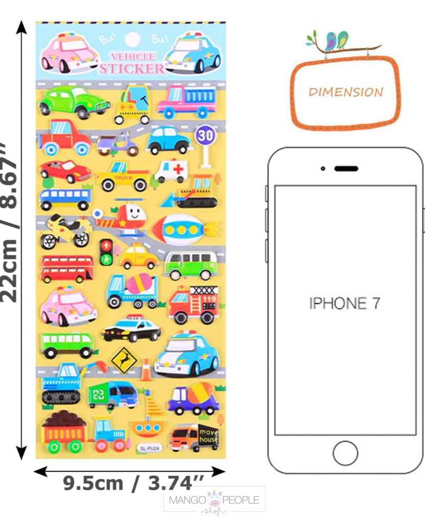 3D Puffy Cartoon Stickers For Kids Stationery