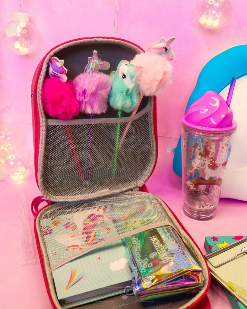3D Unicorn Backpack & Pencils Organiser Bag iBazaar Bag with Pens Notebook and Pouch 