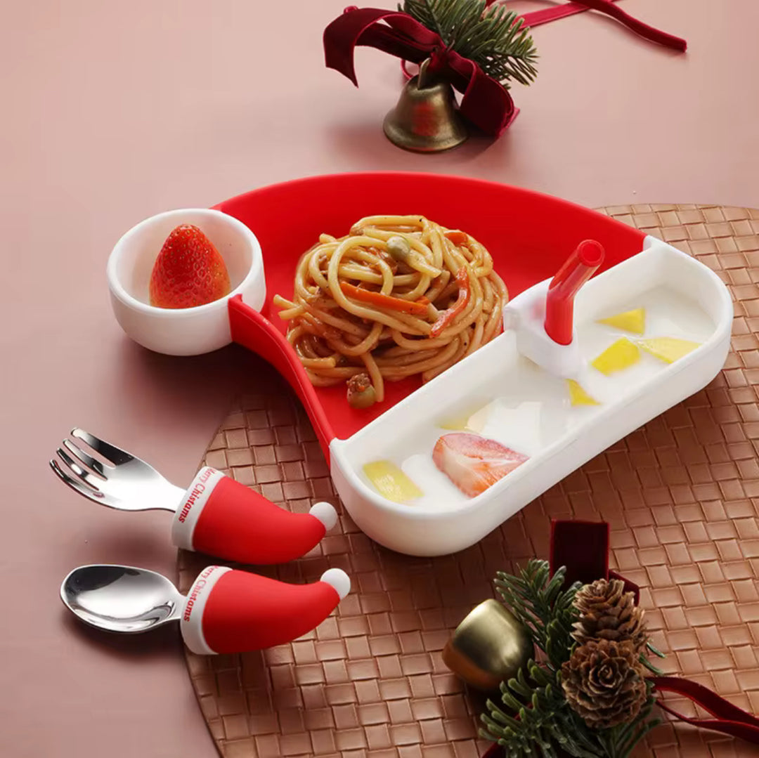 Santa Hat Silicone Kids Tableware Set