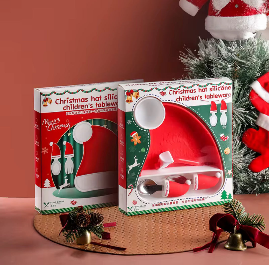 Santa Hat Silicone Kids Tableware Set