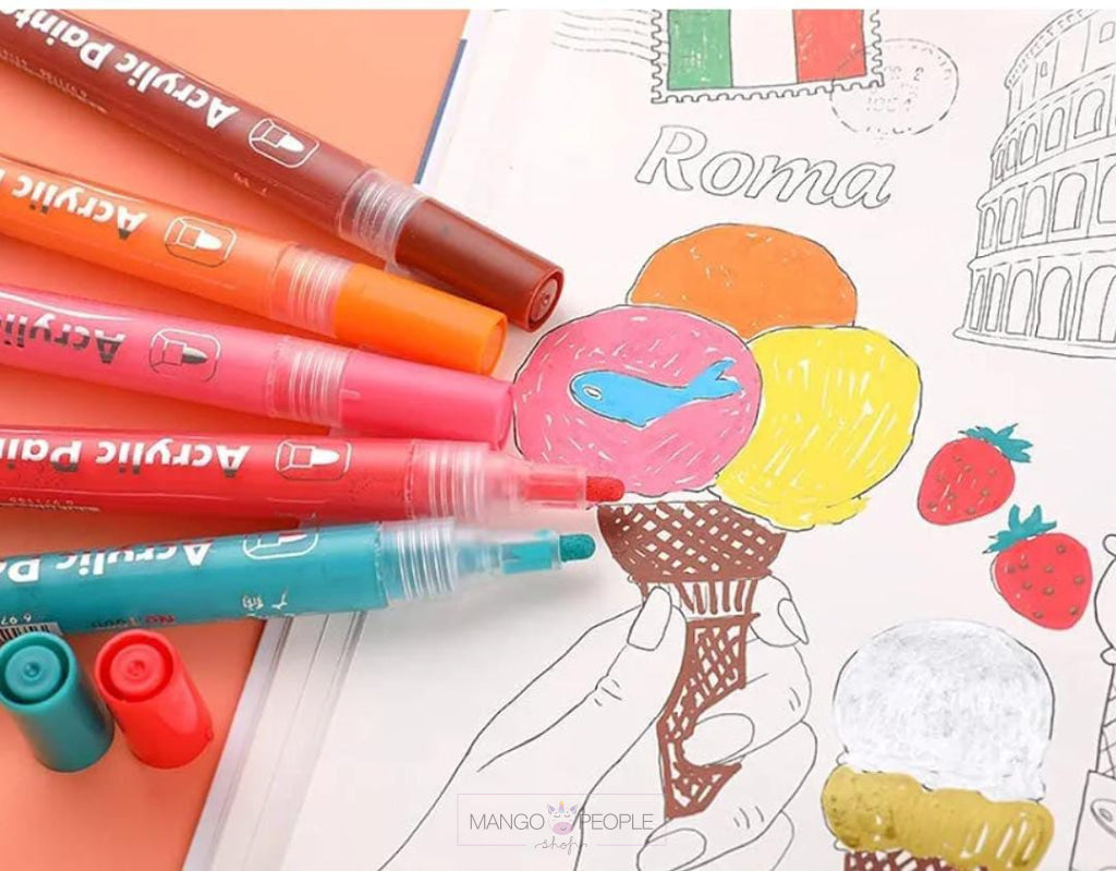 Acrylic Marker Set Of 24 Vibrant Colors - Multicolor