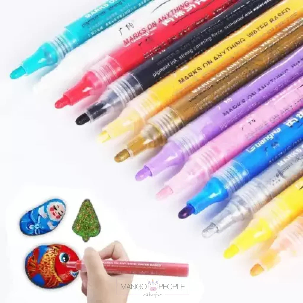Acrylic Paint Marker Pens For Kids-12 Pcs Multicolor Stationary