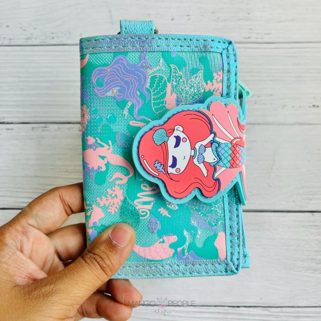 Adorable And Colorful Premium Quality Canvas Cross Body Clutch Wallet For Kids Mermaid