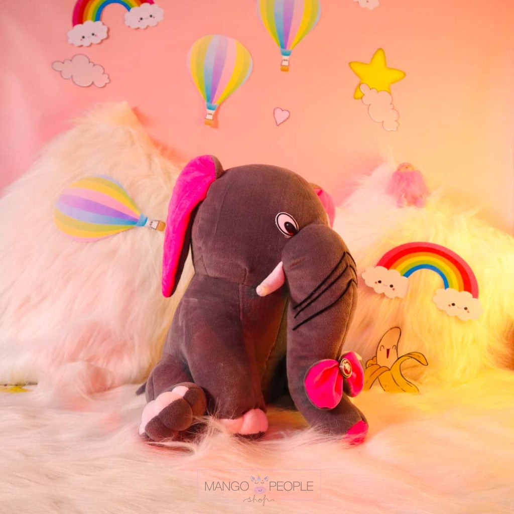 Adorable Grey And Pink Elephant Soft Toy