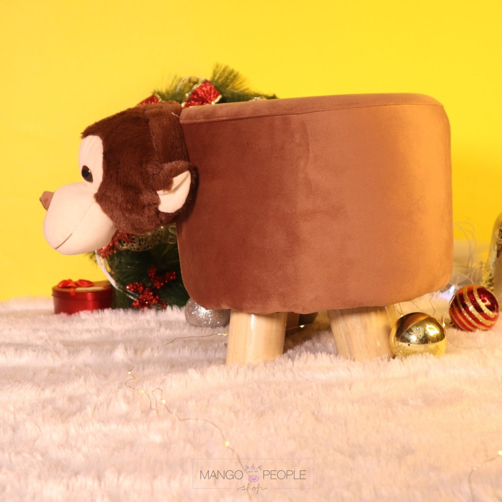 Monkey Kids Seating Stool In Brown Colour