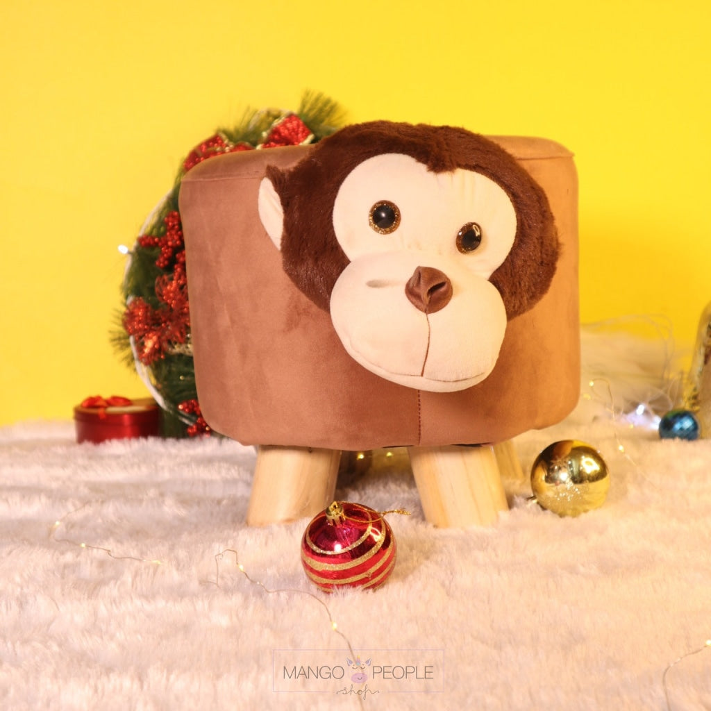 Monkey Kids Seating Stool In Brown Colour