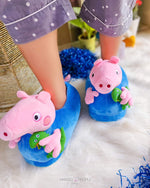 Load image into Gallery viewer, Adult Peppa Pig Plush Slippers - Blue Plush Slippers Mango People Local 
